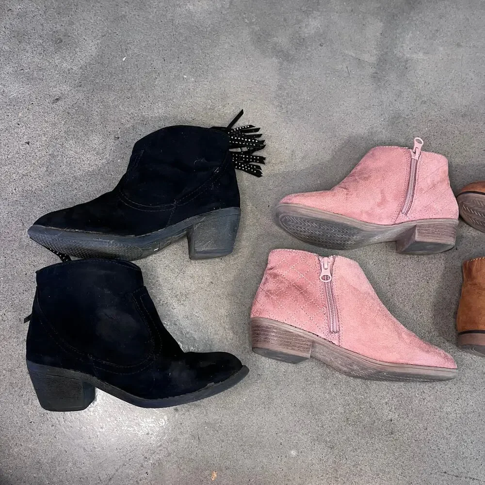 Cat & Jack brown pink Wonder Nation black suede boots bundle girls size 2